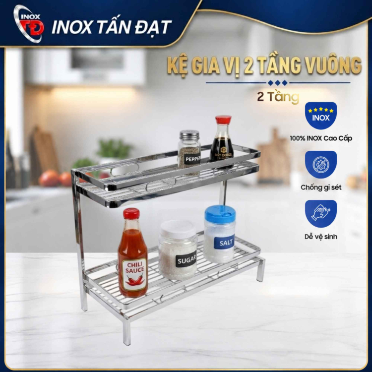 KỆ GIA VỊ 2 TẦNG VUÔNG
