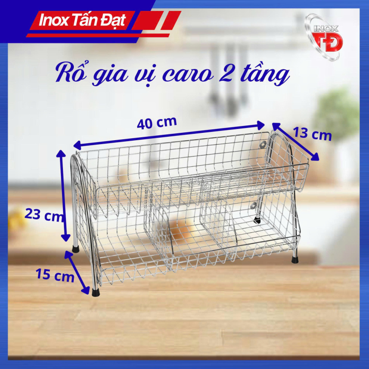 Rổ gia vị caro 2 tầng